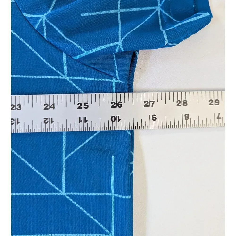 Adidas Men's Jacquard Golf Polo Shirt Size 2XL Blue Geometric Print.